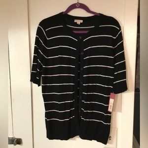 Black and white striped cardigan